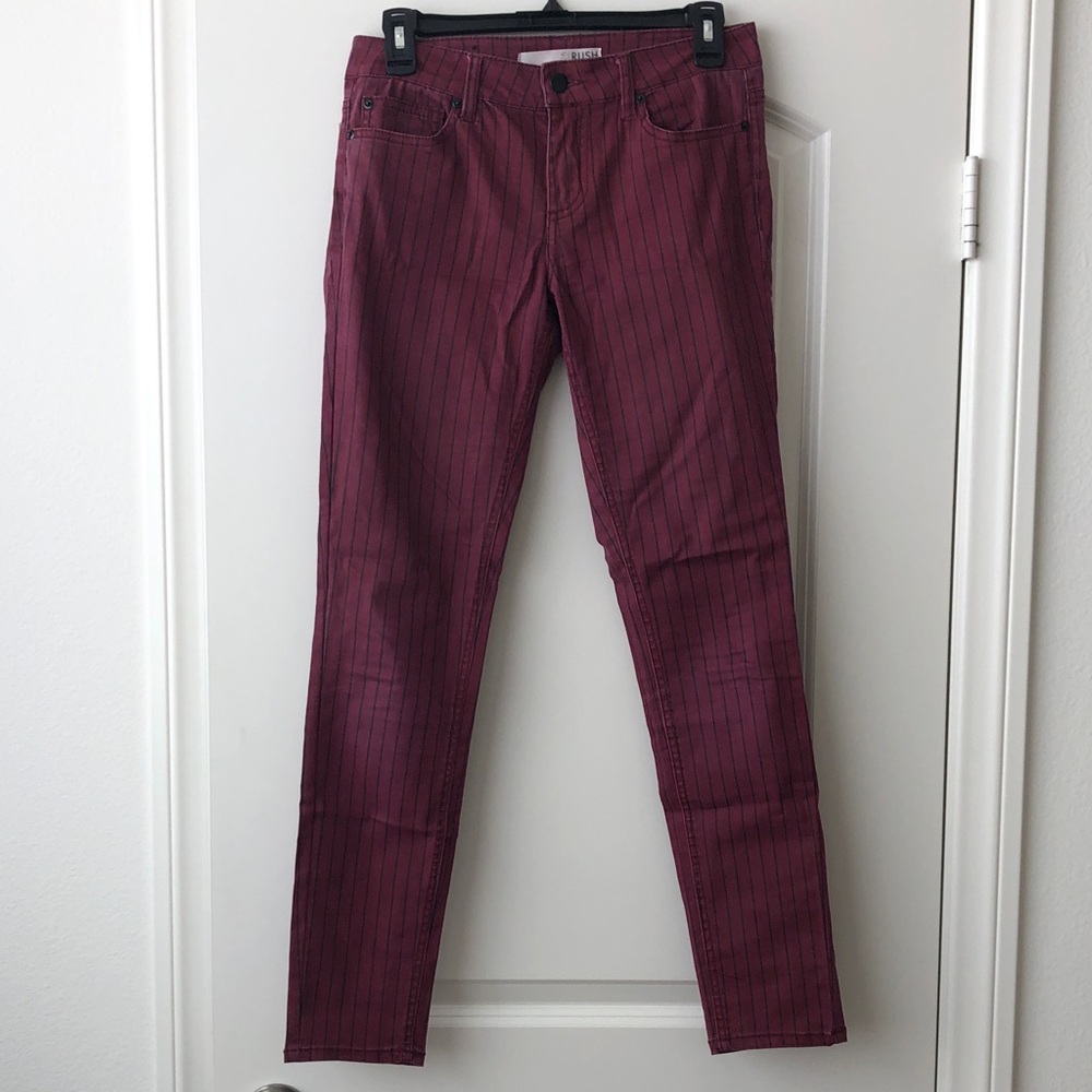 RUSH Burgundy Pinstripe Skinny Jeans